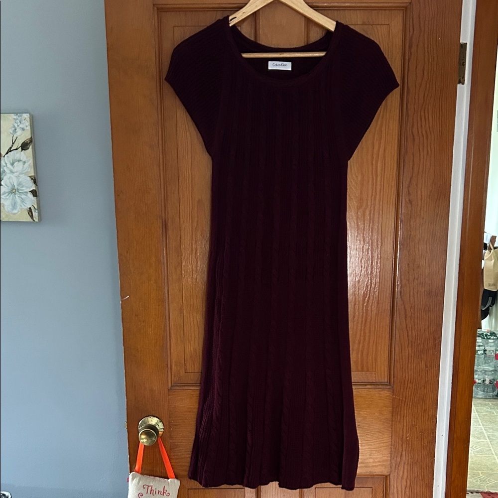 Calvin Klein Deep Burgundy Midi Dress